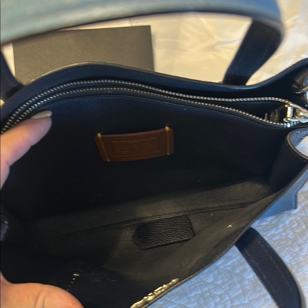 Coach Blue Leather Satchel with Silver Accents - Picture 11 of 11